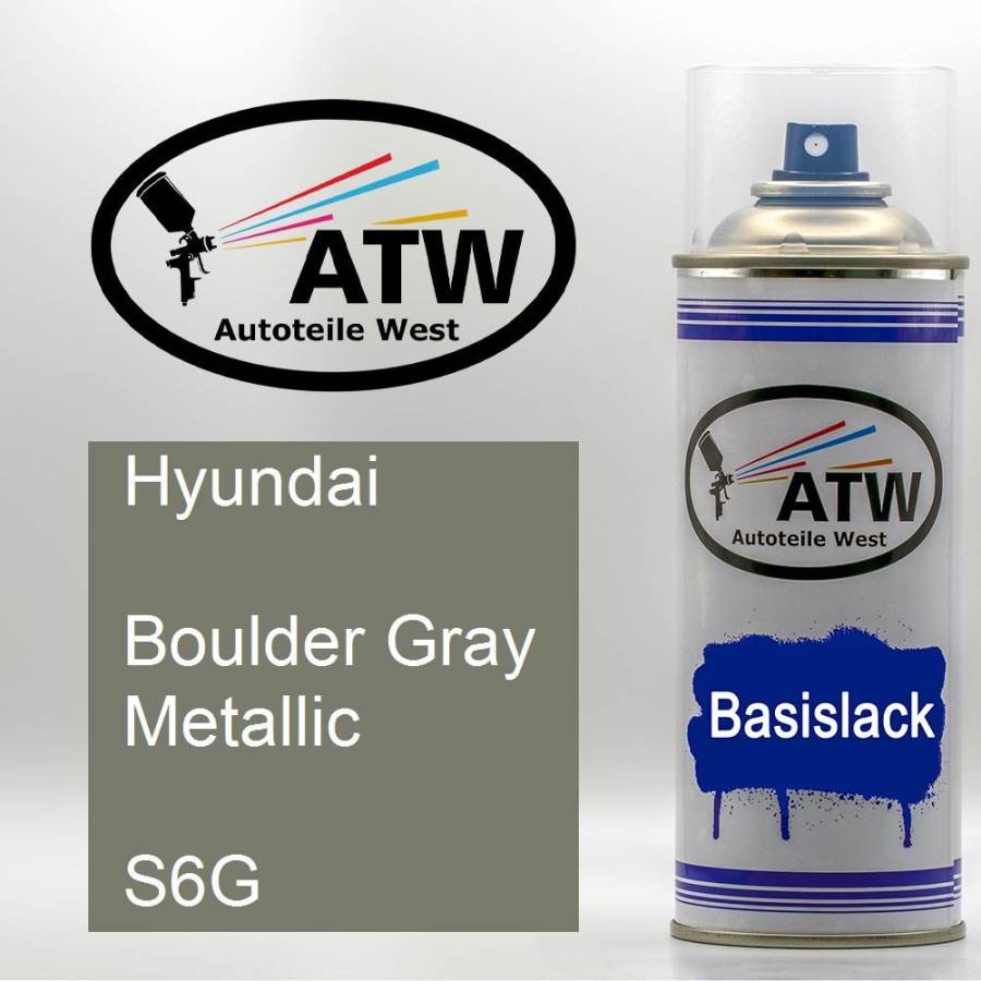 Hyundai, Boulder Gray Metallic, S6G: 400ml Sprühdose, von ATW Autoteile West.